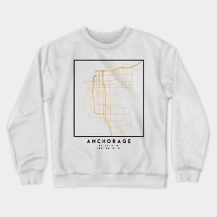 ANCHORAGE ALASKA CITY STREET MAP ART Crewneck Sweatshirt